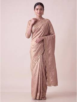 VAIRAGEE - Pink Banarasi Silk Embroidery Saree and Banarasi Silk Blouse