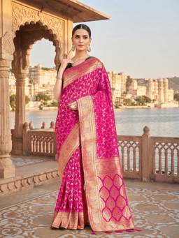 Monjolika Fashion - Pink Soft Silk Banarasi Saree
