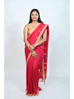 Biyahuti - Red Women's Traditional Handloom Cotton Jamdani Saree