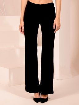 Tandul - Women Black Solid Regular Lycra Trouser