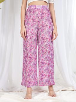 Tandul - Women Pink Net Floral Design Trouser