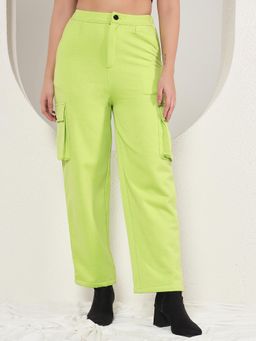 Tandul - Trendy Green Solid Cargo Pocket Trouser