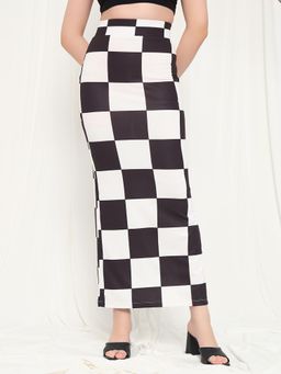 Tandul - Stylish Black and White Checkered Long Skirt