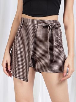Tandul - Brown Check Printed Skort