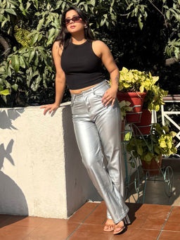 Tandul - Women Silver Solid Trouser