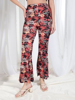 Tandul - Women Multi-Color Lycra Floral Printed Trouser