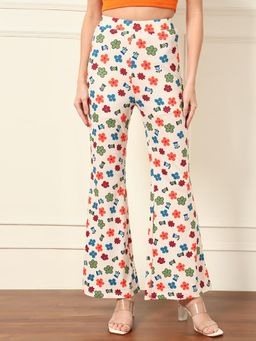 Tandul - Multi-Color Floral Printed Bootcut Trouser