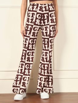 Tandul - Women Brown Typography Printed Trouser