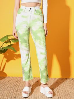 Tandul - Women Green Tie-Dye Casual Trouser