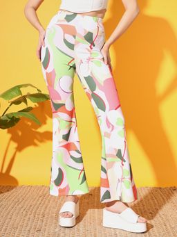 Tandul - Women Multi-Color Printed Lycra Casual Trouser