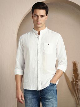 Louis Philippe - Men White Solid Full Sleeves Casual Shirt
