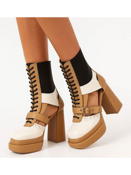 Sole House - Women White Block Casual Boots