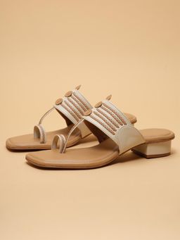 ERIDANI - Eraya Beige Kolhapuri Heels