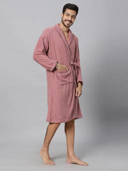 LacyLook - Mauve Men's Micro Double Terry Cotton Bath Robe - Shawl Collar