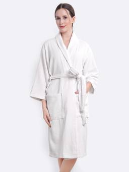 LacyLook - White Cozy Cotton Double Terry Robe - Quick-Dry, Skin-Friendly