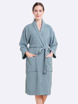 LacyLook - Blue Cozy Cotton Double Terry Robe - Quick-Dry, Skin-Friendly
