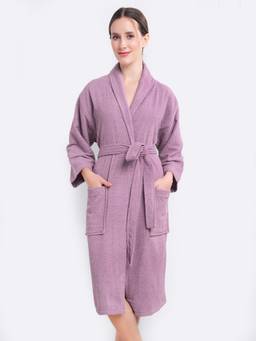 LacyLook - Lavender Cozy Cotton Double Terry Robe - Quick-Dry, Skin-Friendly