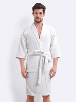 LacyLook - White Cozy Cotton Double Terry Robe - Quick-Dry, Skin-Friendly