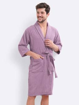 LacyLook - Lavender Cozy Cotton Double Terry Robe - Quick-Dry, Skin-Friendly