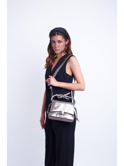 ODDCAT - Silver Foiled Leather Party Handbag