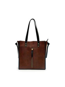 ODDCAT - Embossed Brown Superwoman Leather Tote Bag