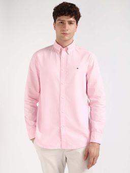 Tommy Hilfiger - Men Pink Collar Neck Solid Shirt