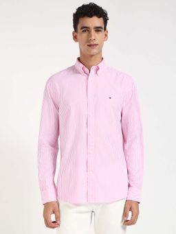 Tommy Hilfiger - Men Pink Collar Neck Stripes Shirt