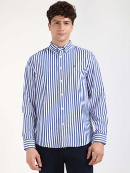 Tommy Hilfiger - Men Blue Collar Neck Stripes Shirt