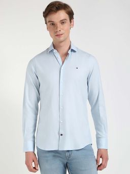 Tommy Hilfiger - Men Blue Collar Neck Solid Shirt