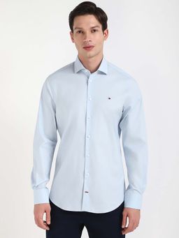 Tommy Hilfiger - Men Blue Collar Neck Solid Shirt