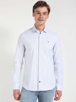 Tommy Hilfiger - Men Blue Collar Neck Stripes Shirt
