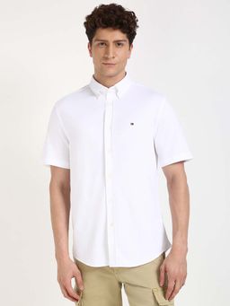 Tommy Hilfiger - Men White Collar Neck Solid Shirt