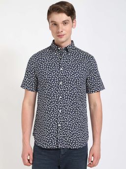 Tommy Hilfiger - Men Navy Blue Collar Neck Printed Shirt