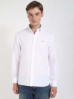 Tommy Hilfiger - Men White Collar Neck Solid Shirt