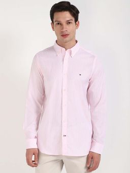 Tommy Hilfiger - Men Pink Collar Neck Stripes Shirt