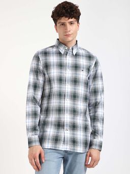 Tommy Hilfiger - Men Black Collar Neck Checks Shirt