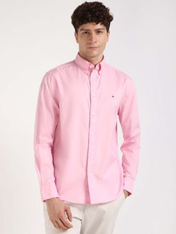 Tommy Hilfiger - Men Pink Collar Neck Solid Shirt