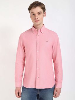 Tommy Hilfiger - Men Pink Collar Neck Solid Shirt