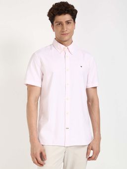 Tommy Hilfiger - Men Pink Collar Neck Stripes Shirt