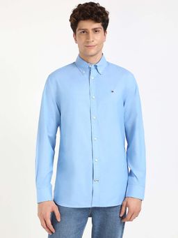 Tommy Hilfiger - Men Blue Collar Neck Solid Shirt