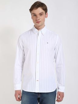 Tommy Hilfiger - Men Blue Collar Neck Stripes Shirt