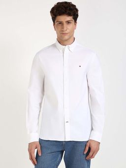 Tommy Hilfiger - Men White Collar Neck Solid Shirt