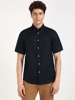Tommy Hilfiger - Men Blue Collar Neck Solid Shirt