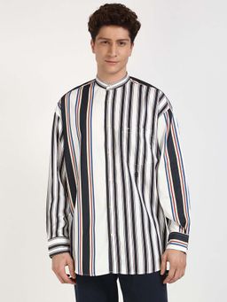 Tommy Hilfiger - Men Multi-Color Mandarin Neck Stripes Shirt