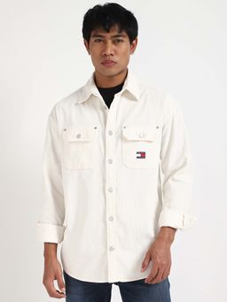 Tommy Hilfiger - Men White Collar Neck Solid Shirt