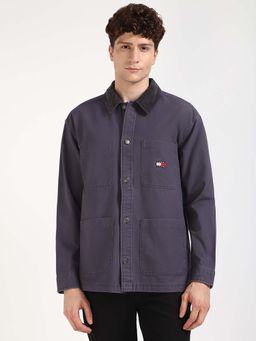 Tommy Hilfiger - Men Navy Blue Collar Neck Solid Shirt