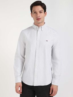 Tommy Hilfiger - Men Olive Collar Neck Stripes Shirt