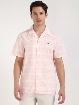 Tommy Hilfiger - Men Pink Collar Neck Stripes Shirt