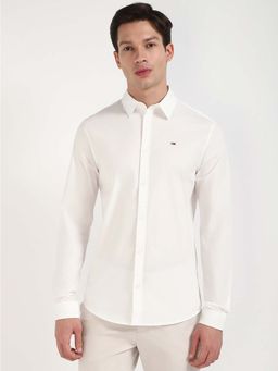 Tommy Hilfiger - Men White Collar Neck Solid Shirt