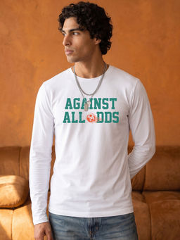 Bewakoof - Men White Against All Odds Typography T-Shirt
